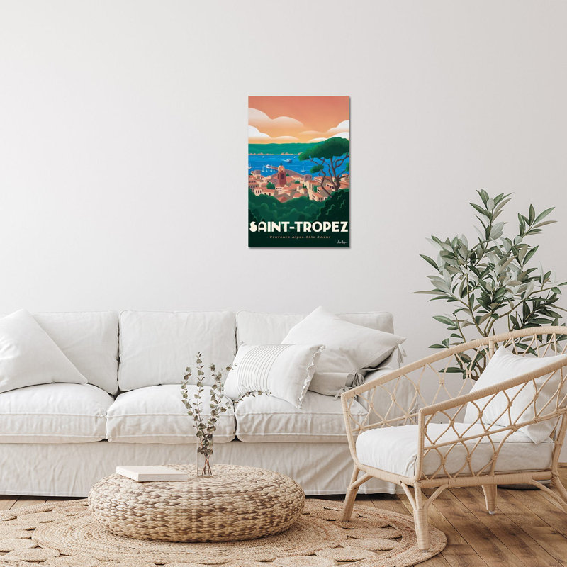 Saint Tropez, reproduction sur verre acrylique, H 24 po x l 16 po x P 0,25 po