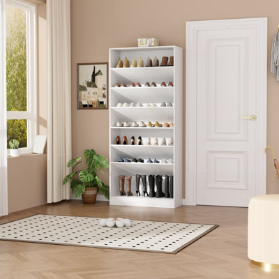 Armoire Almaguer pour 40 paires, étagère à chaussures haute avec tablettes ouvertes