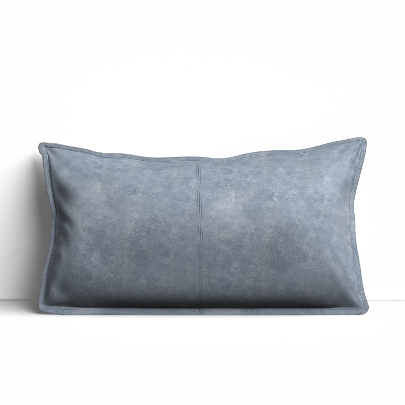 Cutler Leather Accent Pillow, Ice Blue, 14" x 22", Rectangular
