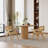 31.5 Inch Round Dining Table for 2, Circle Kitchen Table with Wood Strip Base, Modern Farmhouse Dinner Tables for Kitchen, Living Room-145370836