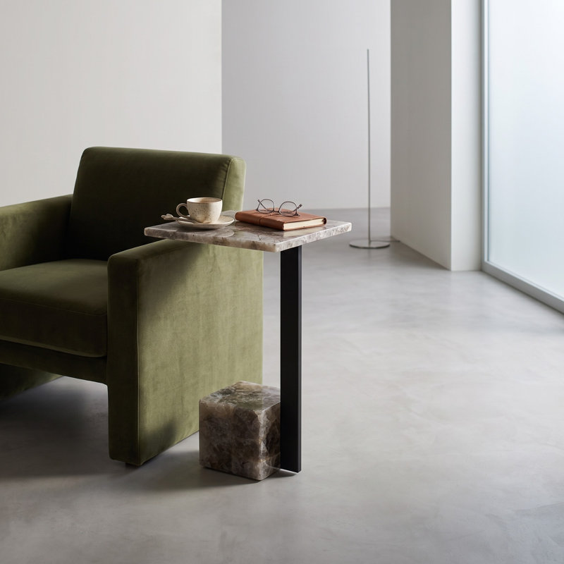 Table d'appoint Apolaya Modern Quartz, H 26 po x l 14 po x P 14 po