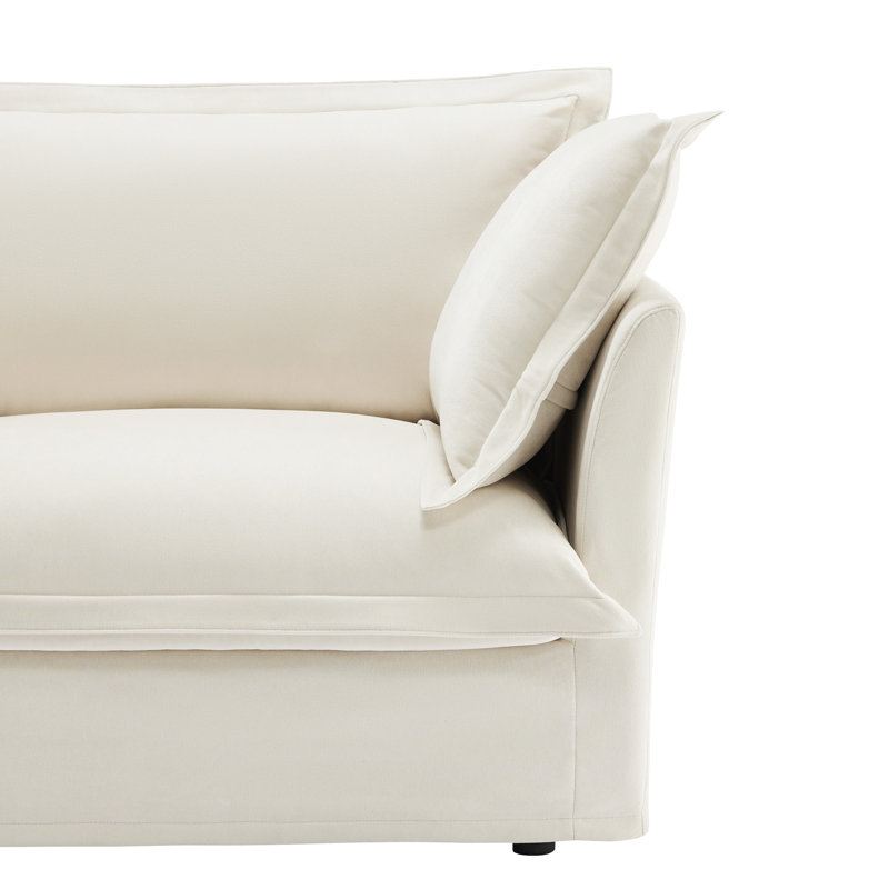 Canapé respirant en chenille, siège profond confortable pour le bureau, canapé modulaire spacieux crème,