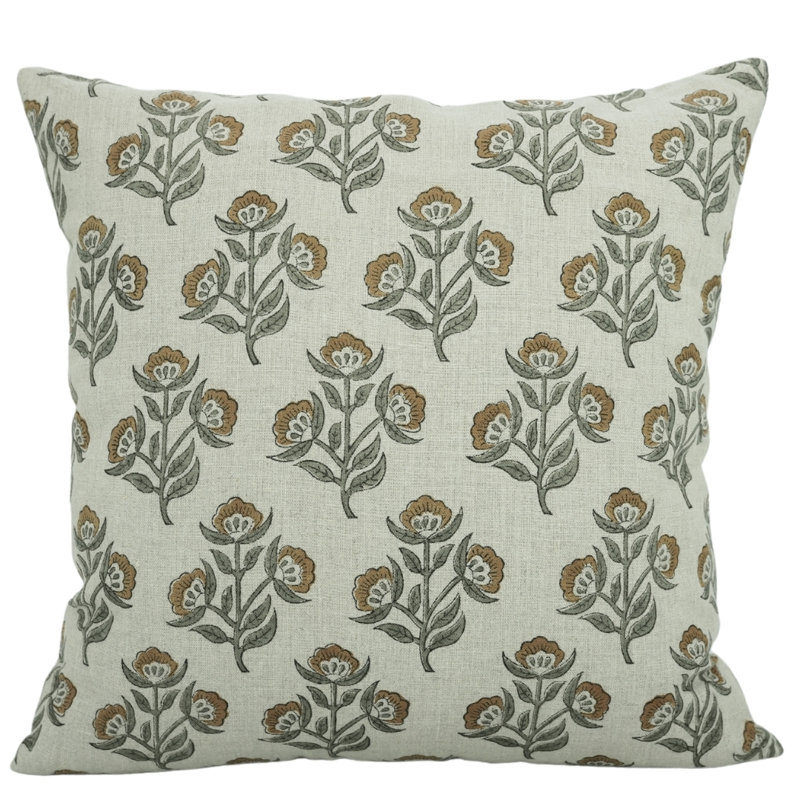 Linen Pillow Cover, Square, 22"H x 22"W, Bael Patra Floral