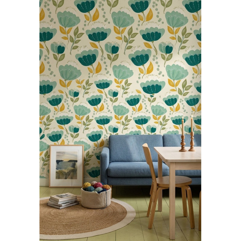 Papier peint botanique scandinave amovible, Peler et coller
