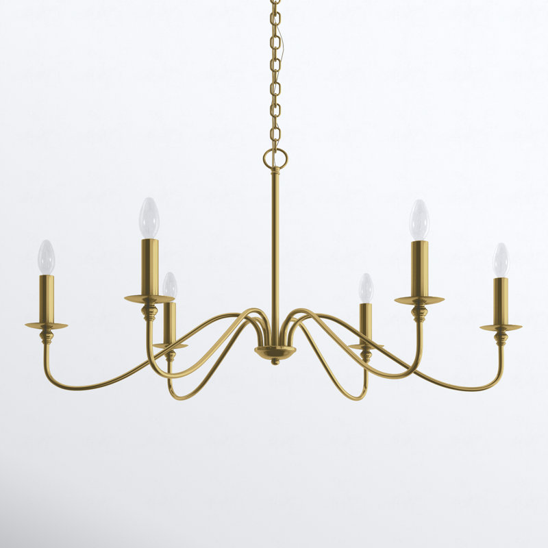 Ableton Iron 6-Light Chandelier, Brass, 25" H x 48" W x 48" D