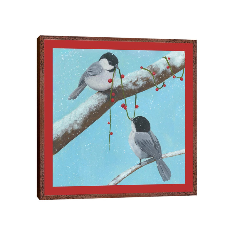 Chickadee Christmas Collection J 1 Piece Wall Art on Canvas, 66.04 cm H x 66.04 cm W, Classic Wood Floater Frame