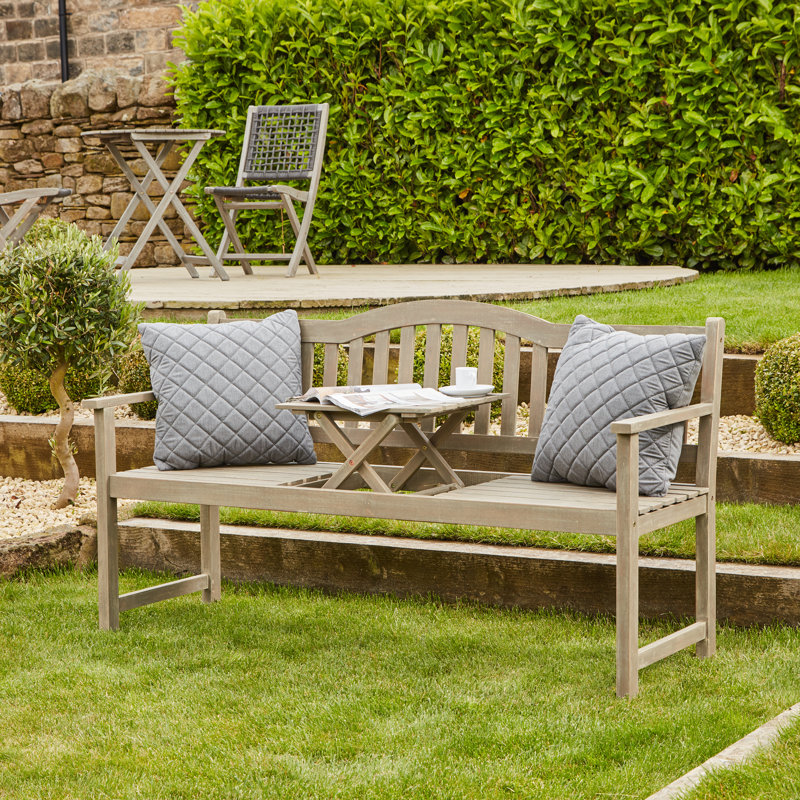 Aarna Solid Wood Acacia Outdoor Bench, Grey