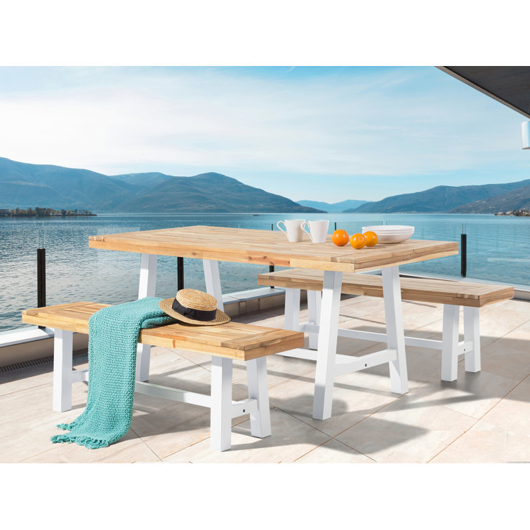 2 - Person Acacia Wood Patio Dining Set with Rectangular Table