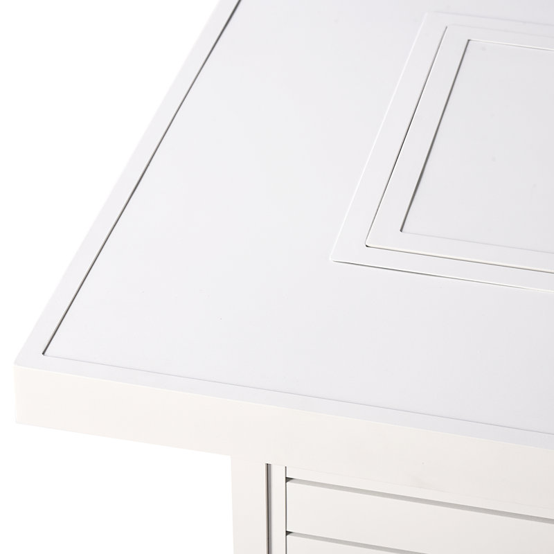 Rectangulaire 48 po X 36 po Foyer de table en aluminium au propane, perles de verre, deux couvercles, couvercle, finition cuivre de 55 000 BTU