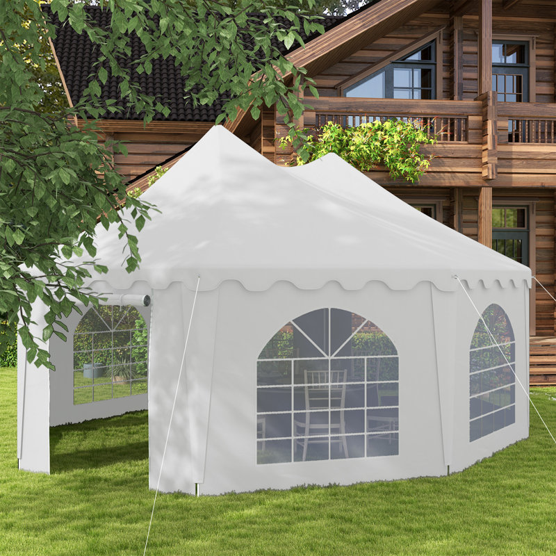 Large White Polyester Outdoor Party Tent with Cathedral Windows