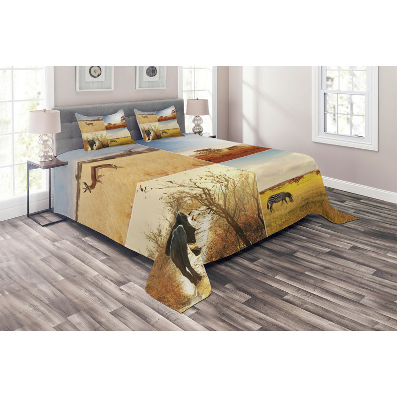 Eclectic Polyester Coverlet, King Bedspread + 2 Shams