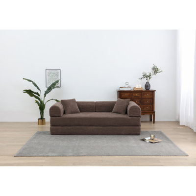 Canapé-lit convertible avec coussin cylindrique - Coussin de matelas pliable en velours côtelé sans cadre avec cadre de forme fixe pour le salon, la chambre à coucher, le salon, le studio - ROSE