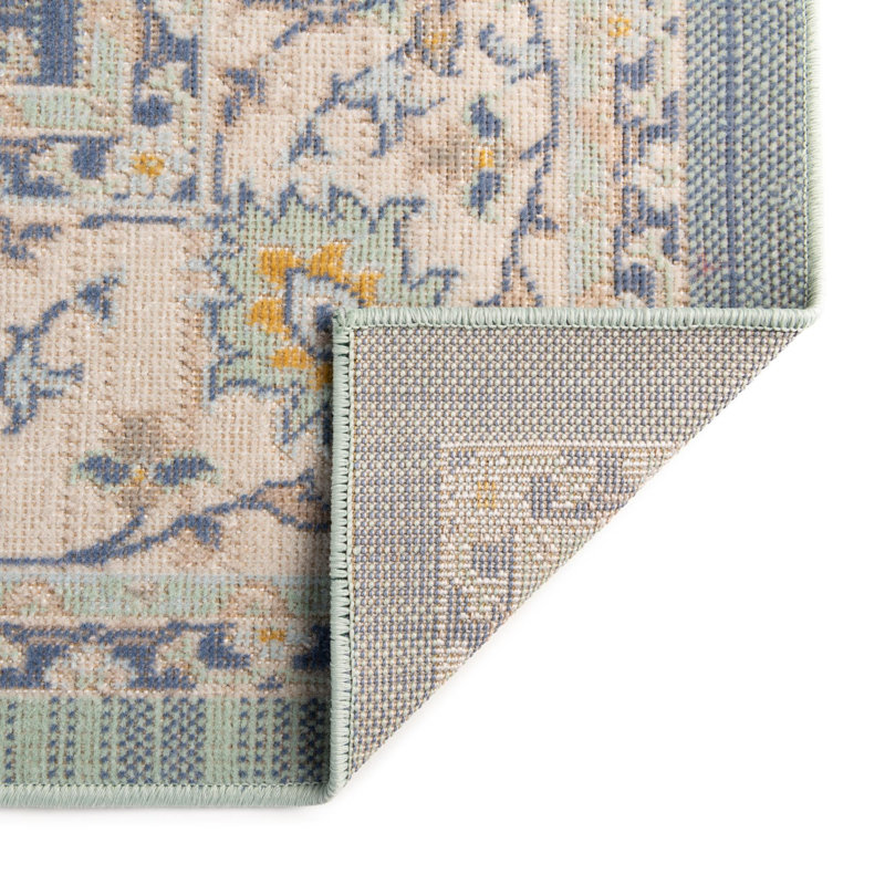Hillen Oriental French Blue Area Rug, Octagon 7' x 7'
