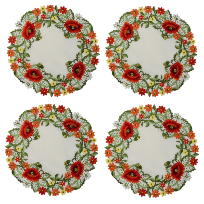 Delorme Floral Round Doily, 12" W x 12" L