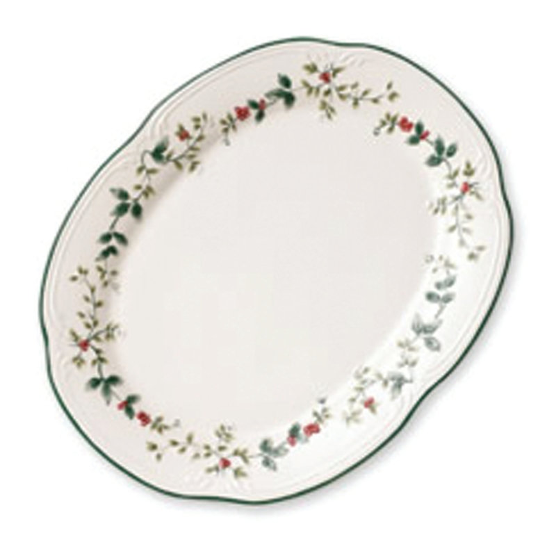 Plateau de service ovale 14 po Pfaltzgraff Winterberry