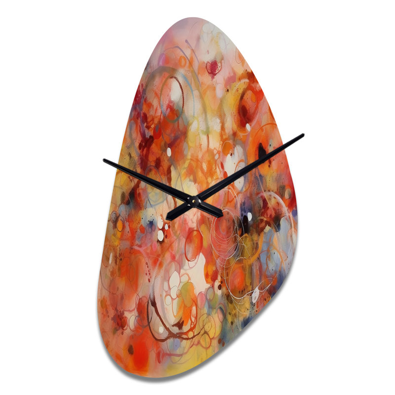 Horloge murale géométrique asymétrique orange, Dreamscape II - horloge murale, Moyenne