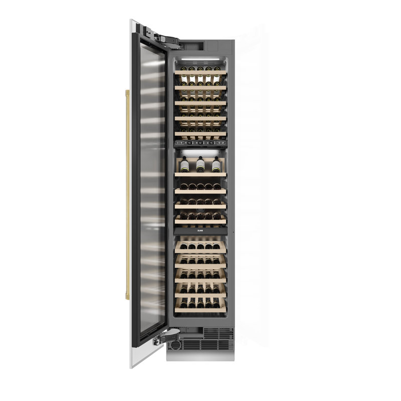 ZLINE Autograph 18 in. White Matte 68 Bottle Right Hinge Column Wine Cooler with Bronze Accents, Gold, Right Handed