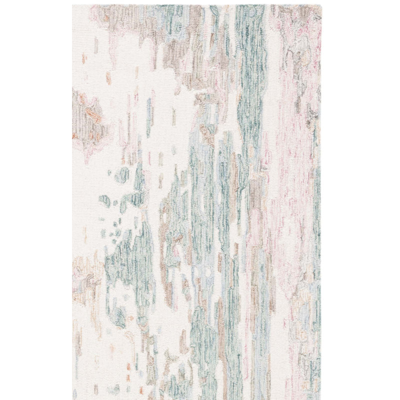 Tapis abstrait en laine / coton touffeté à la main Jasten, Rectangle 8 pi x 10 pi