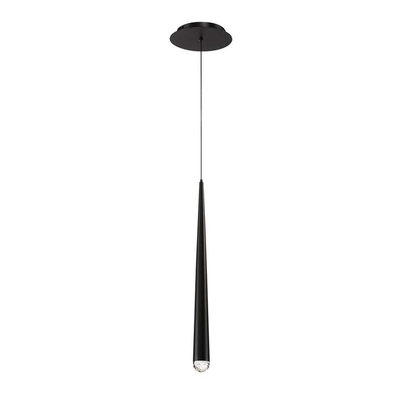 Cascade 1 - Light Single Cylinder LED Pendant, Black, 19" H x 1.63" W x 1.63" D