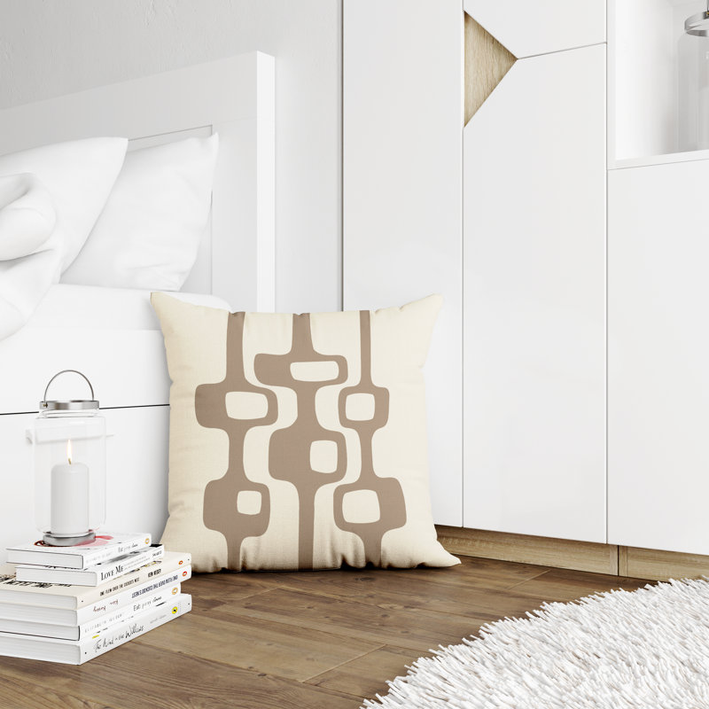 Housse et insert de coussin décoratif en polyester pour l'intérieur et l'extérieur, Beige, L 17 po x H 17 po