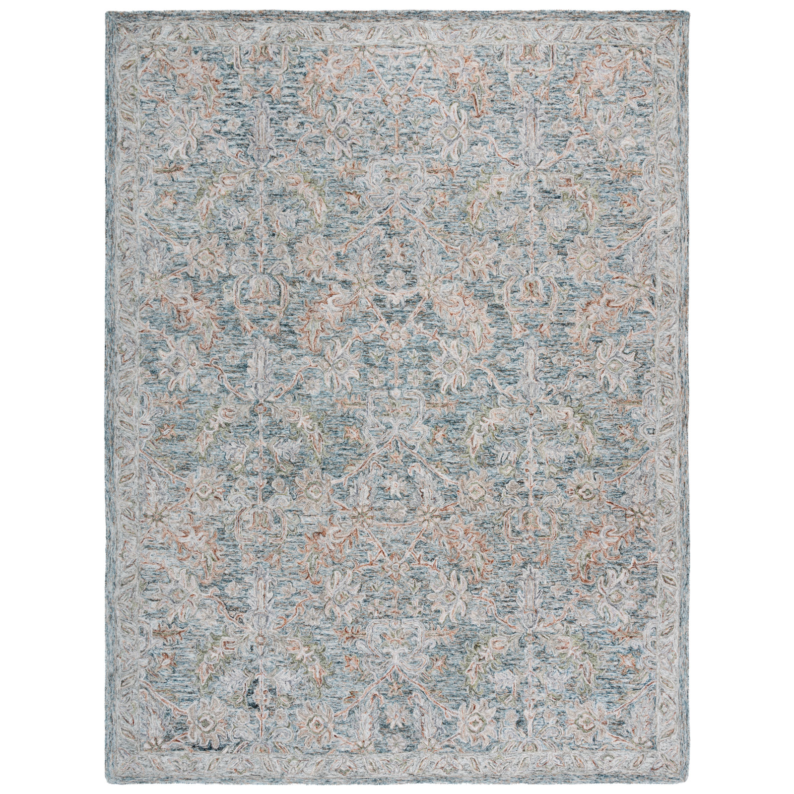 Teal Green Hand-Tufted Wool Oriental Rug, Rectangle 4' x 6'