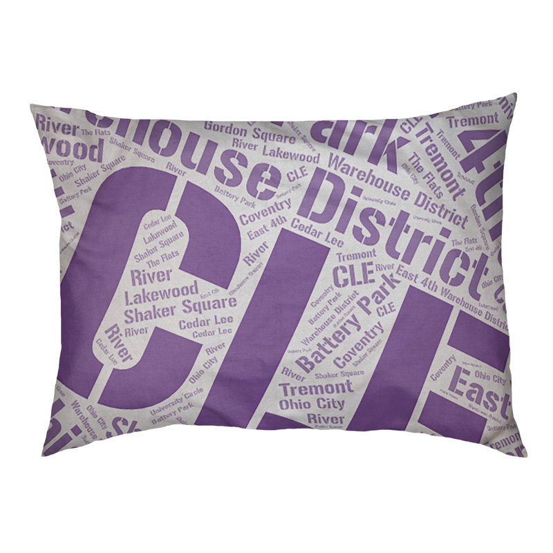 Coussin de chien « districts », Très grand (H 17 po x l 50 po x P 40 po), Cleveland, Mauve