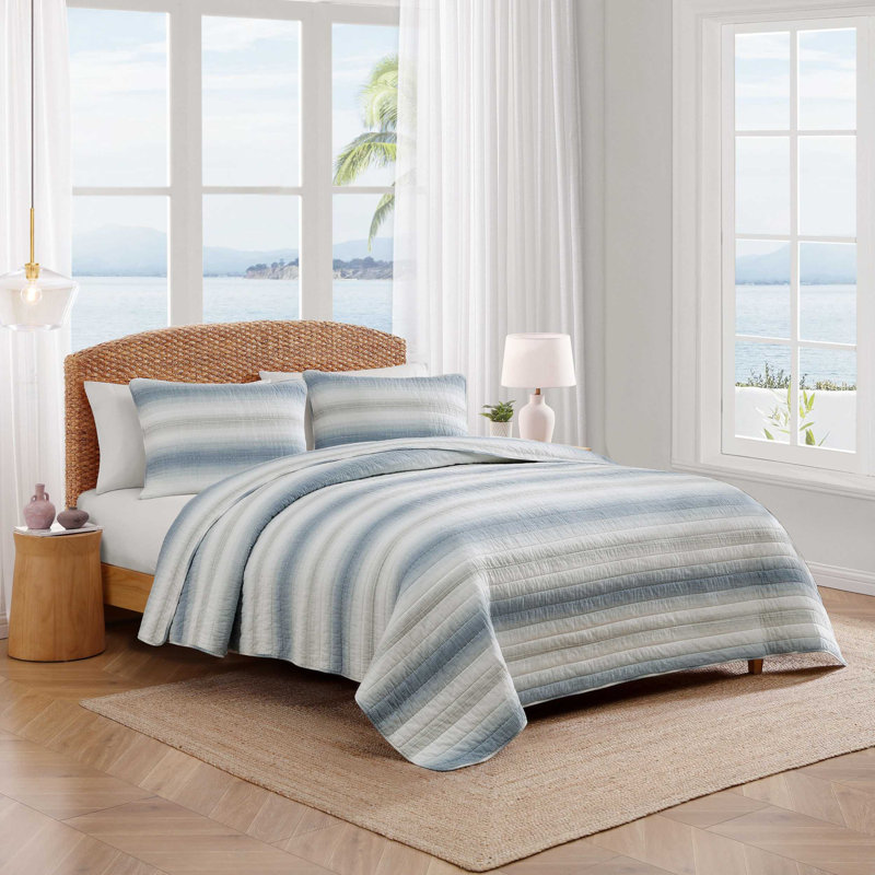 Ensemble de courtepointe réversible en coton Tommy Bahama Prima Island, Courtepointe grand + 2 couvre-oreillers standard