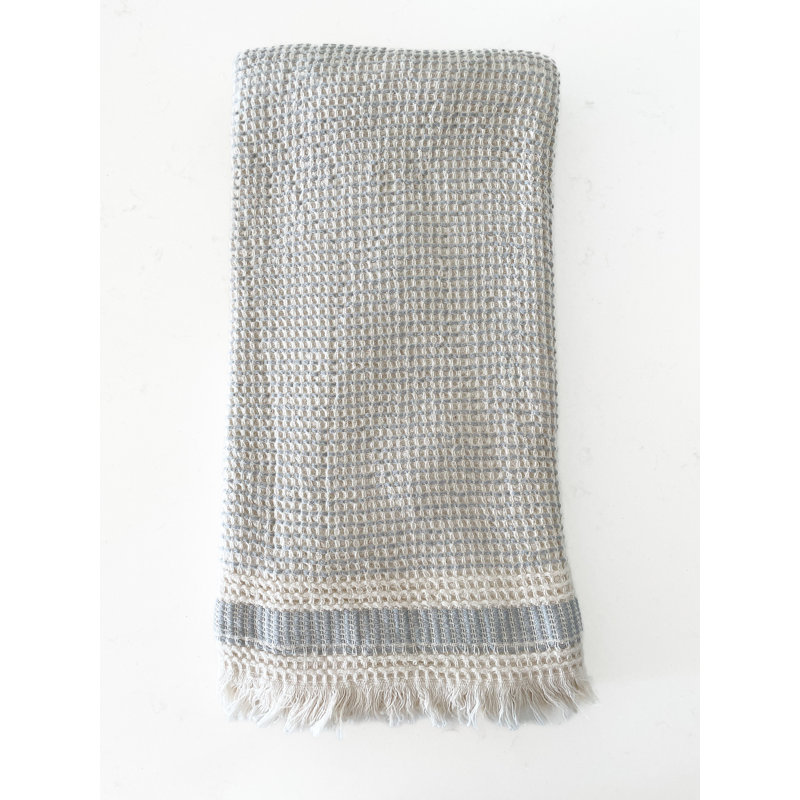 Gray Mini Waffle Striped Turkish Cotton Bath Towel