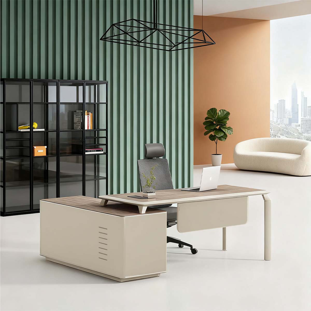 Hokku Designs Secretary desk, metal base office desk - Wayfair Canada