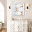  16X22 Inch White Surface Mount Or Recessed Medicine Cabinet With Round Corner Mirror And Adjustable Shelves-1499590374-1499590375