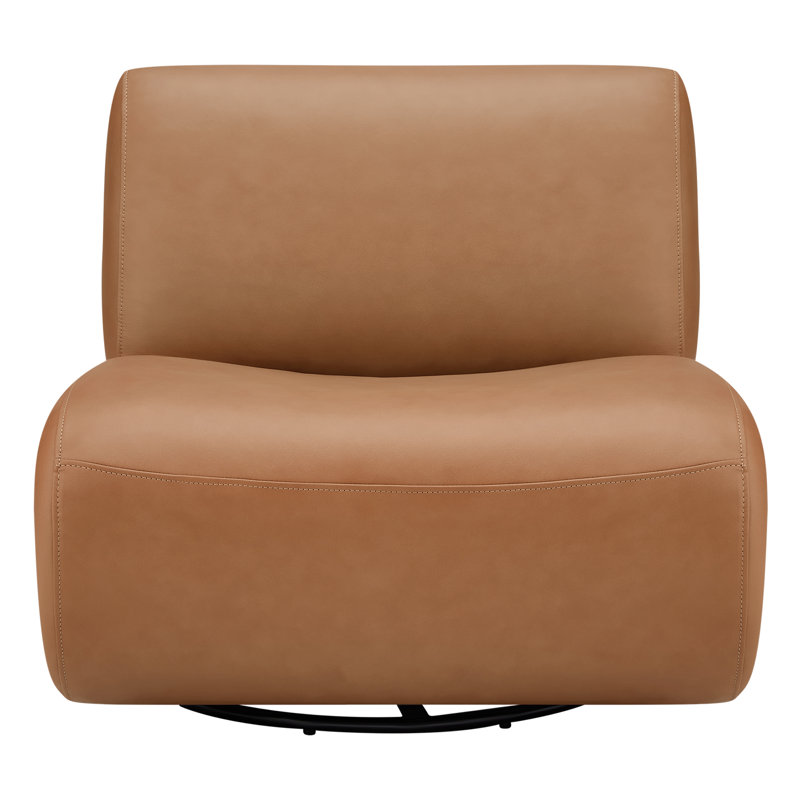 Fauteuil d'appoint pivotant 33 po Nita, Cuir véritable brun