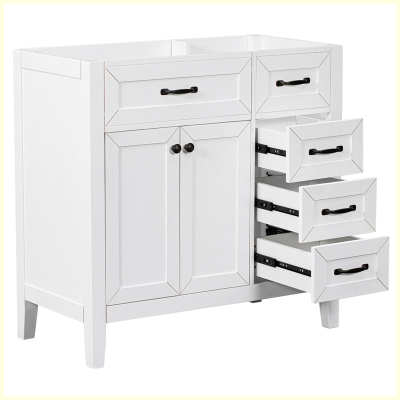 Meuble-lavabo moderne avec armoire et tiroirs, Blanc / Blanc
