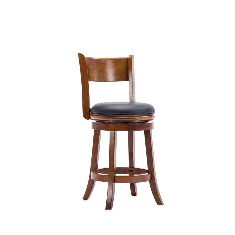Analuz Swivel Upholstered Counter Stool with Solid Wood Frame, Counter Stool (25.5" Seat Height), Walnut