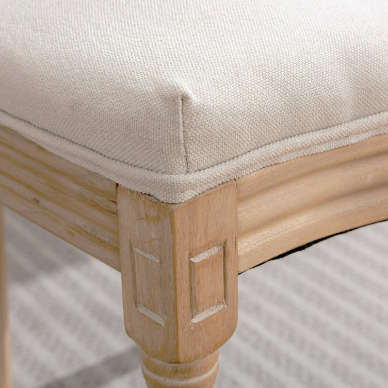 Meuble, ensemble de 2 chaises de salle à manger à dossier en rotin avec cadre en bois massif de style français, Beige