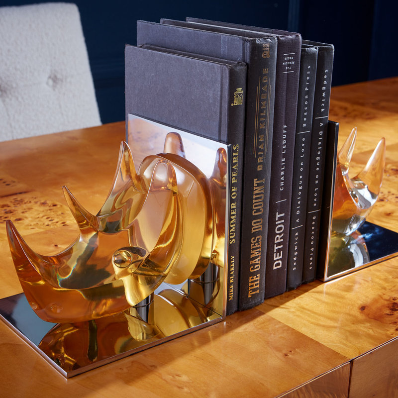 Acrylic Rhino Bookend Set