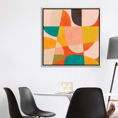Mid Century Modern Semi Circles Painterly III - Framed Wall Art Print