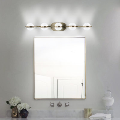 Abat-jour mural à 5 ampoules à DEL pour salle de bain en cristal avec abat-jour en acrylique et sable pour décor moderne de style moderne