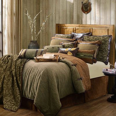 Highland Lodge Olive/Brown Jacquard Rustic Cabin Lodge Comforter Set