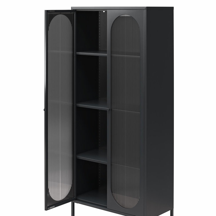 Luna 72.88'' Tall Accent Cabinet with Fluted Glass