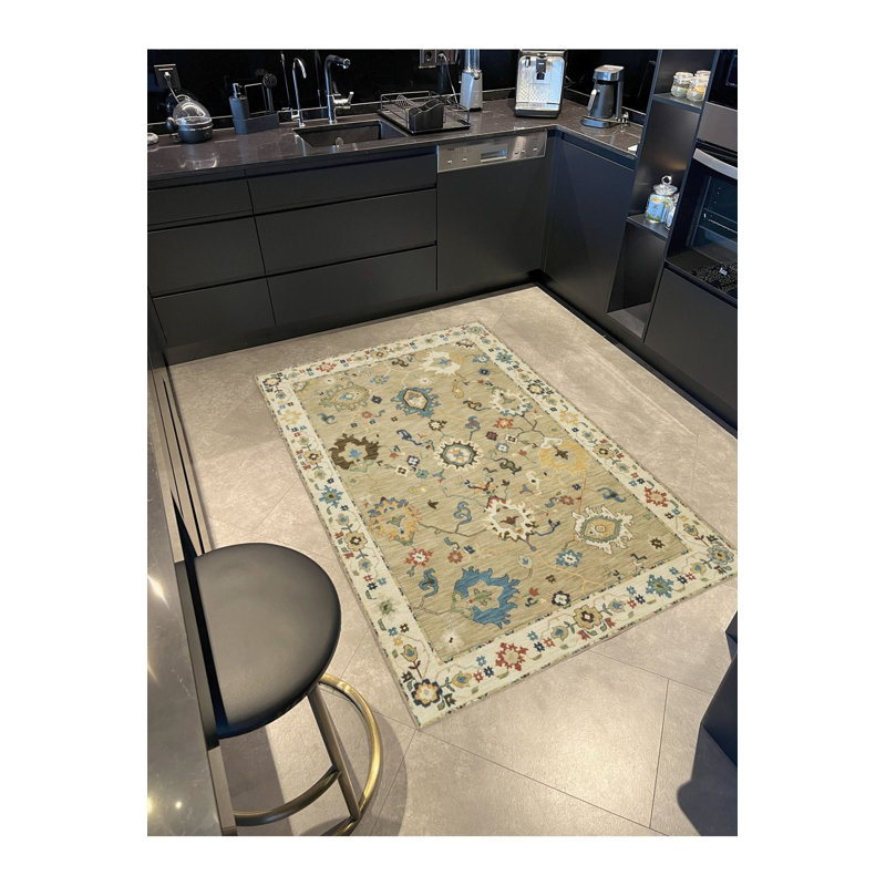 Tapis décoratif floral rétro et lavable à la machine, Rectangle 3 pi 11 po x 5 pi 11 po