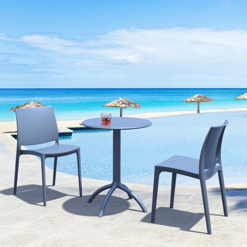 Burt 2 - Person 23.6" Round Bistro Set, Gray