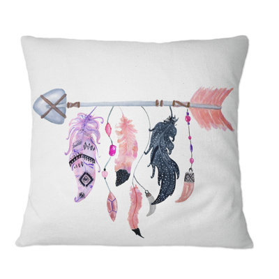 Coussin Boho Arrow With Feathers - Imprimé scandinave