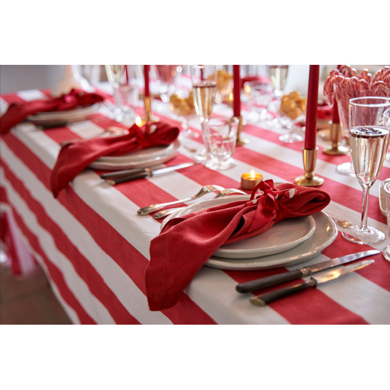 Nappe Brezhane - Rayures, Rouge, L 142 po x l 71 po
