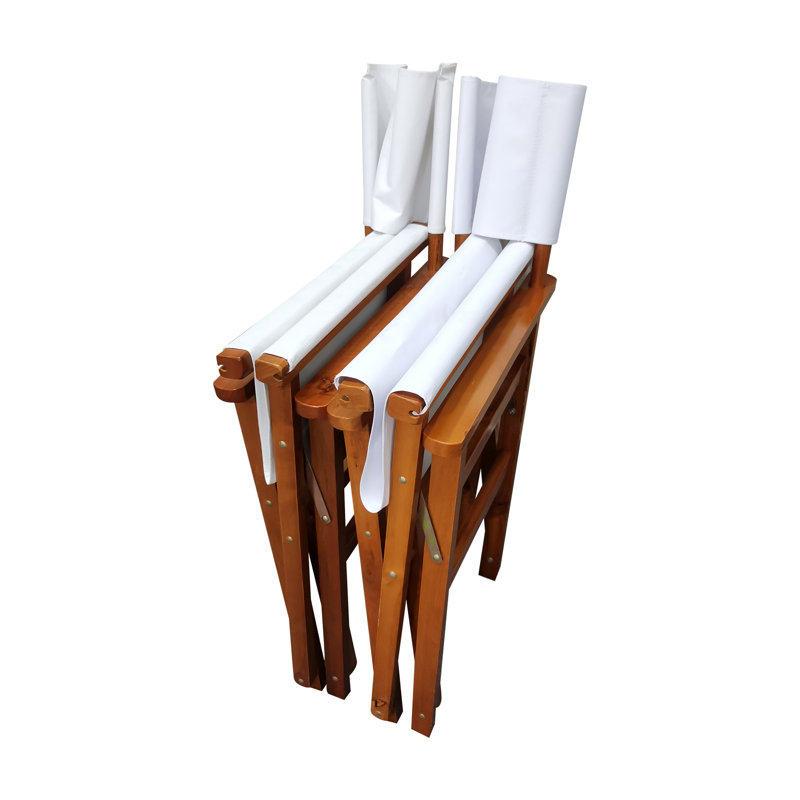2Pcs Folding Wooden Chairs With Canvas Seat - White. And Long-Lasting, Made Of Populus Wood. Breathable Easy To Clean Canvas. High Bearing Capacity For Different Users. Foldable Storage Transport.