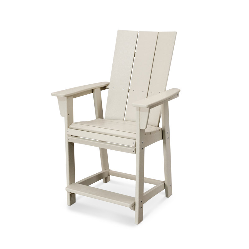 POLYWOOD Modern Curveback Adirondack Counter Chair, 23.28", Sand