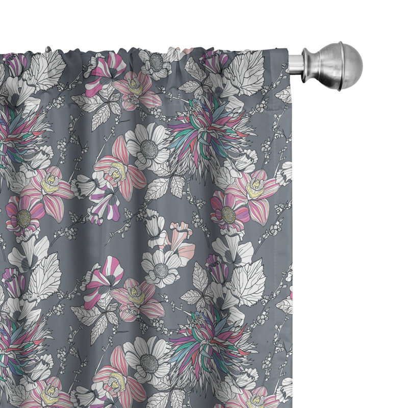 Floral Semi-Sheer Rod Pocket 2 Curtain Panels, 28" x 84"