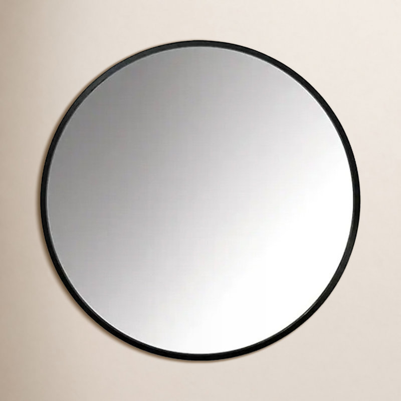 Miroir d'appoint Roberts, 60 po x 60 po, Noir, Métal métal
