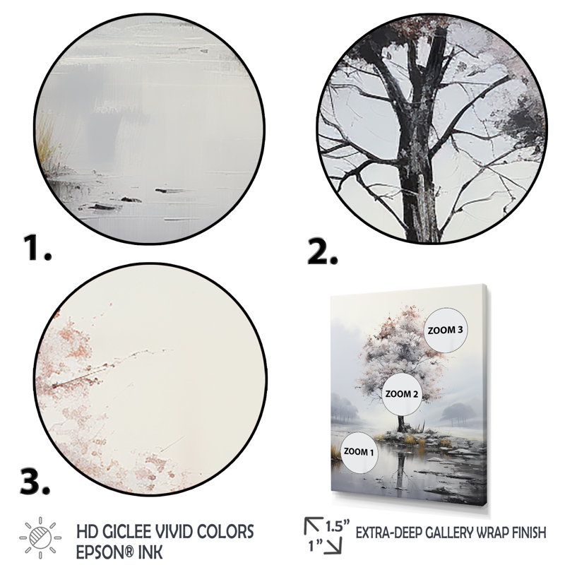 Arbre, murmure silencieuse silencieuse - art mural floral, salon, Cadre photo argenté, H 44 po x l 34 po x P 1,5 po