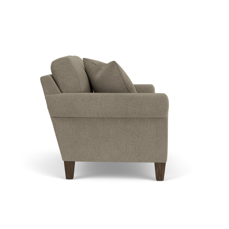 Causeuse avec accoudoirs 61 po Cornesia, 100% polyester colombe