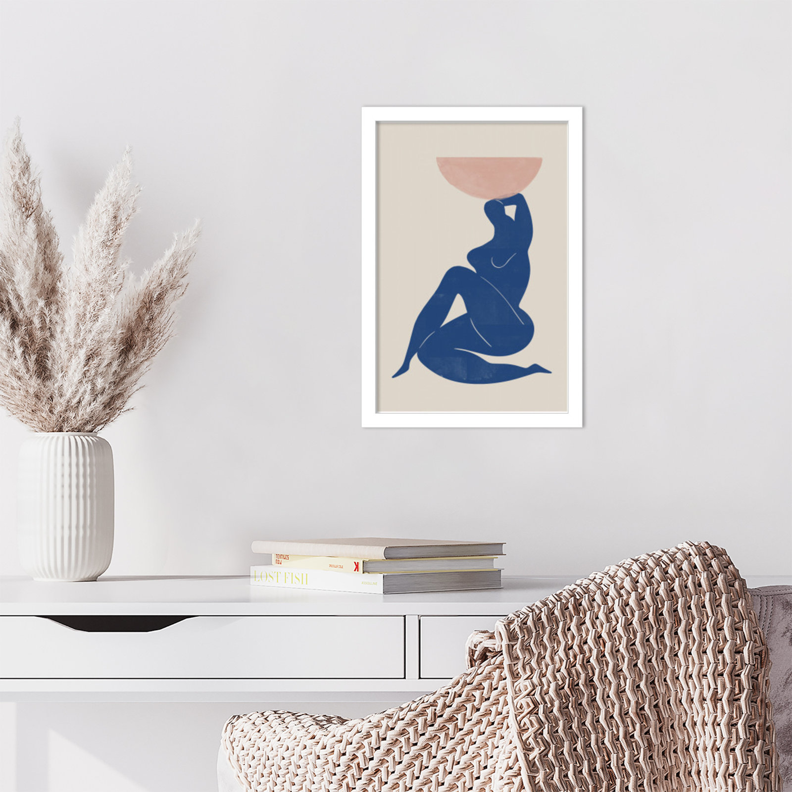 Northglenn "Vase and Woman" Print, White, 17" H x 12" W